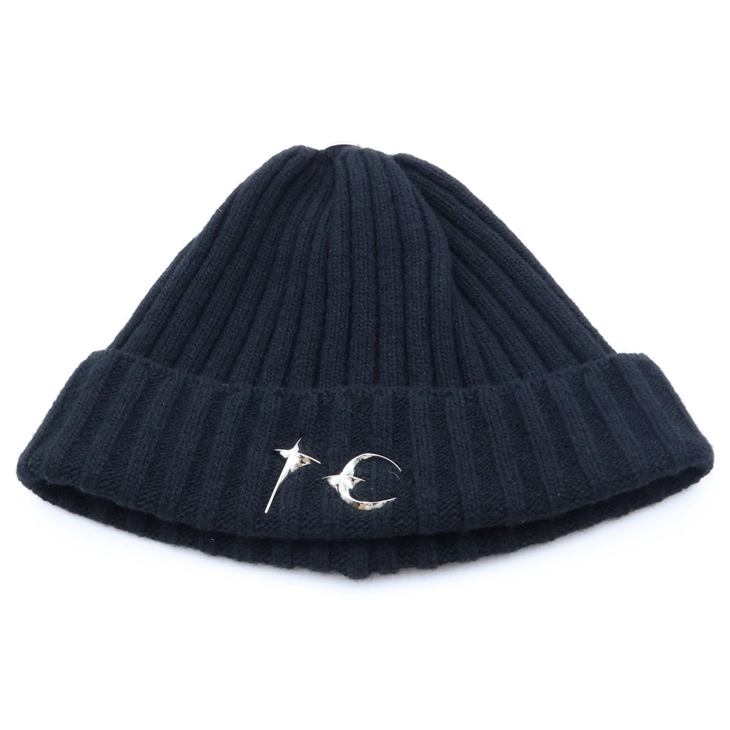 THUG CLUB(サグクラブ) Knit Beanie ロゴチャーム ニットビーニー ニット帽 帽子 ブラック TC23AC1602