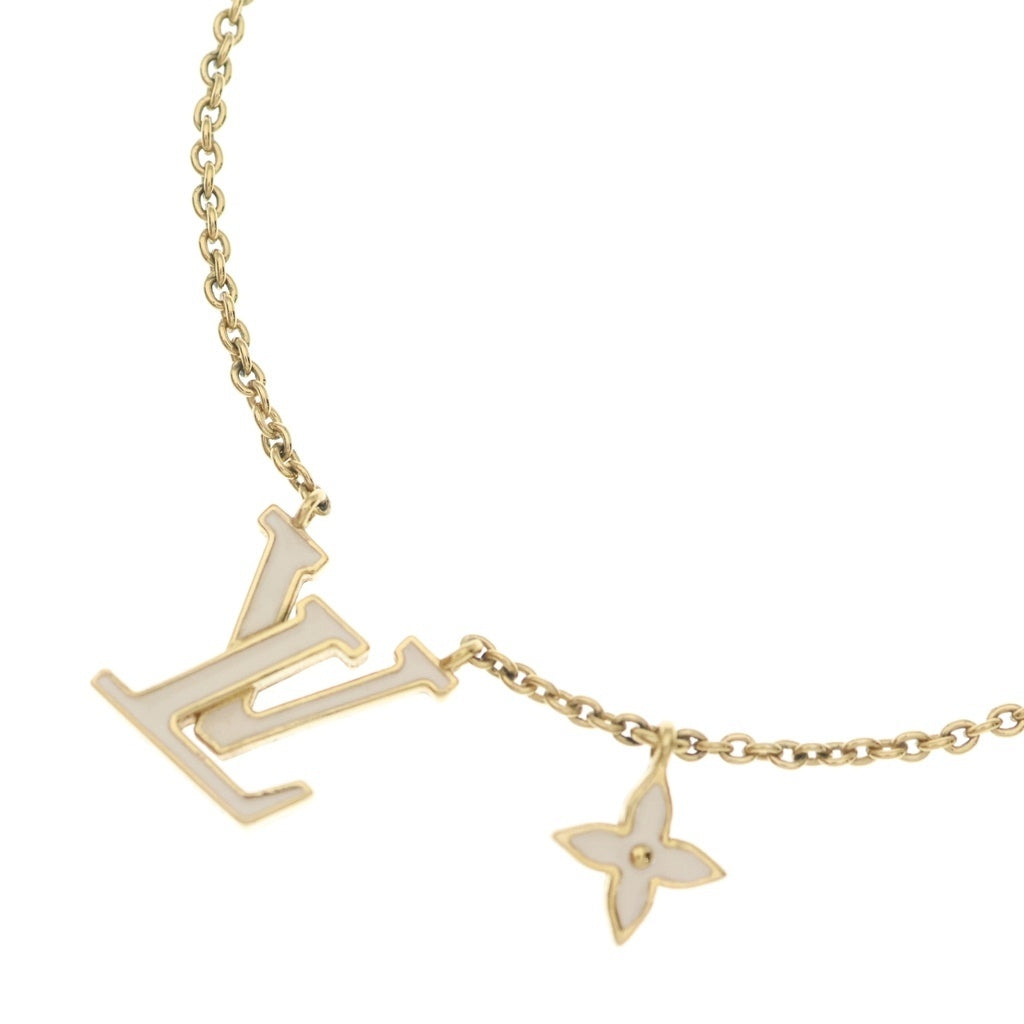 LOUIS VUITTON(ルイヴィトン) LV アイコニック エナメル ホワイト ブロン ネックレス ゴールド M01092 レディース