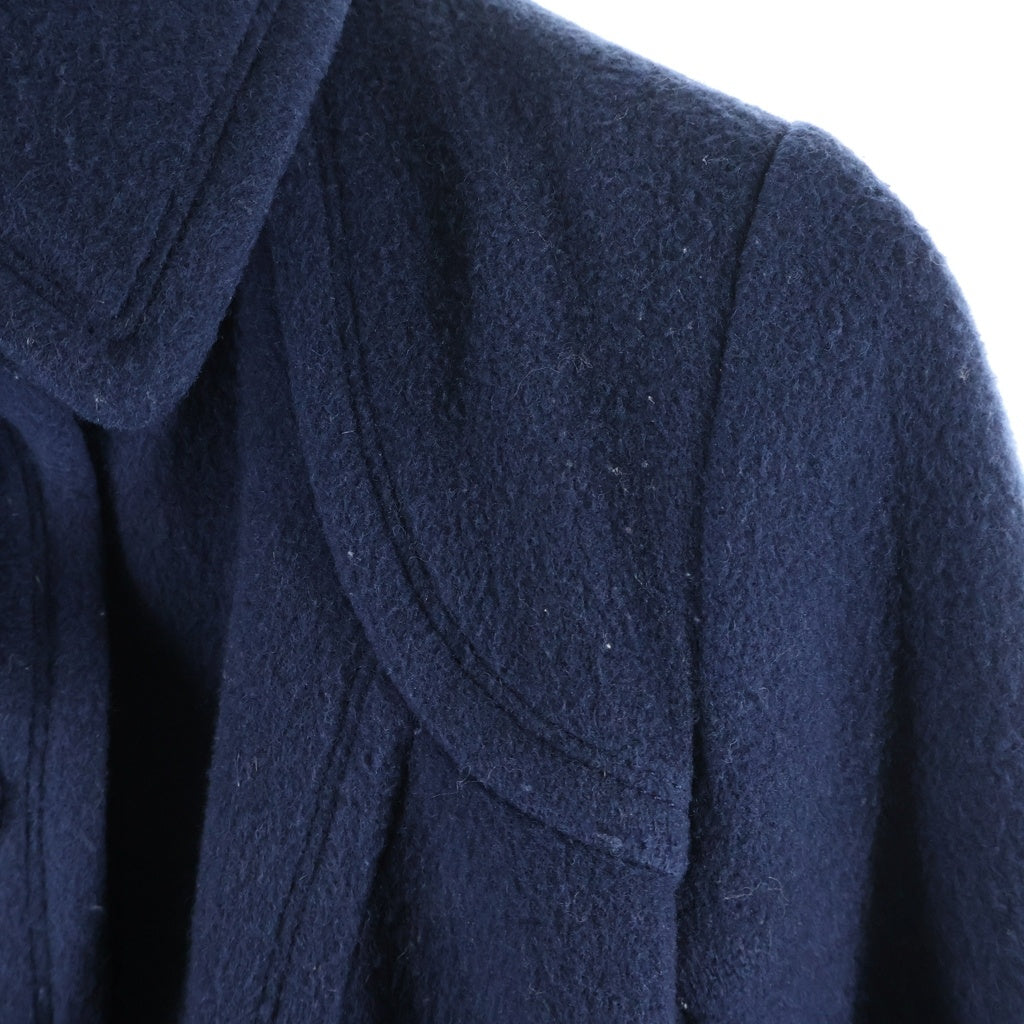 BURBERRY BLUE LABEL(バーバリーブルーレーベル) Wool Short Coat ロゴ刺繍 裏地チェック ウールショートコート ネイビー レディース E1B17-262-29