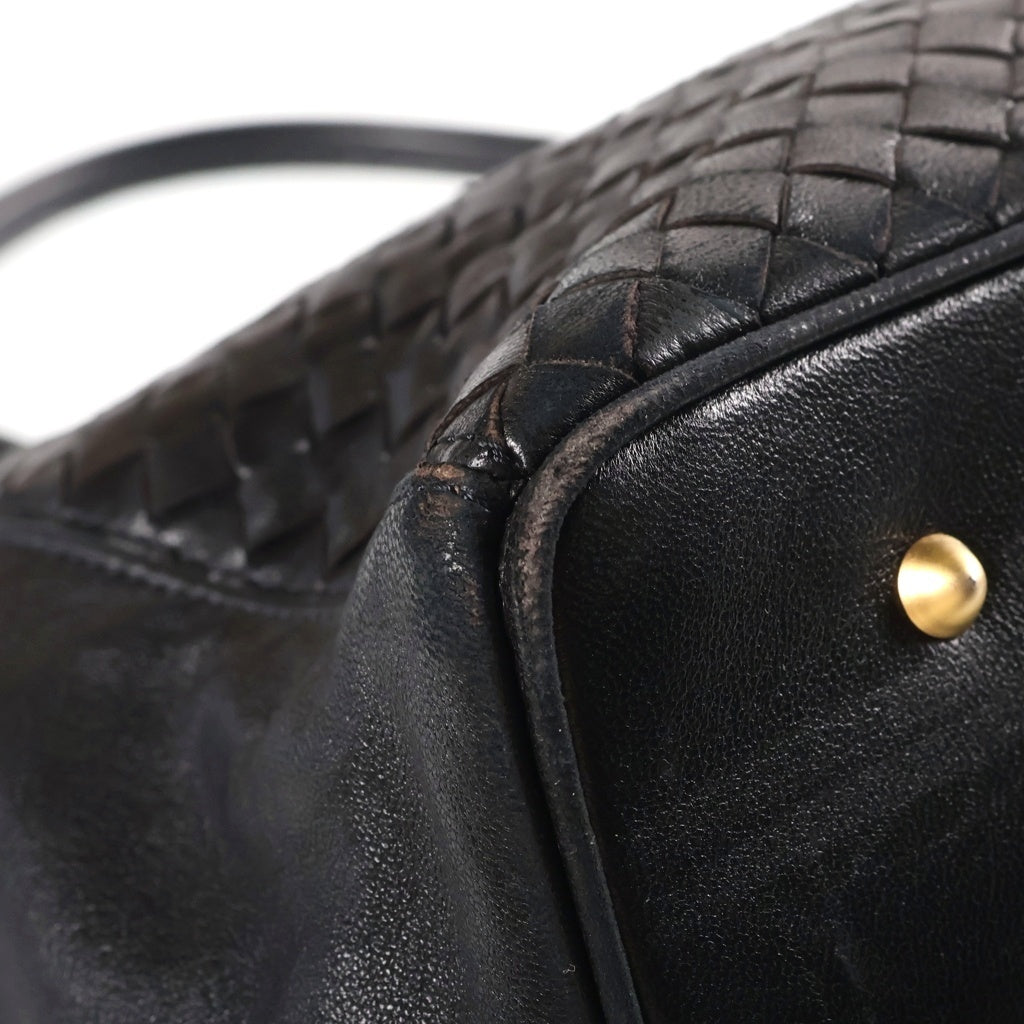BOTTEGA VENETA(ボッテガヴェネタ) イントレチャート 2WAY レザーショルダーバッグ ハンドバッグ ブラック レディース