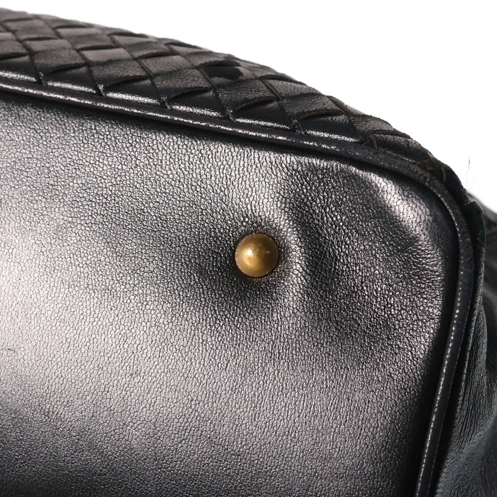 BOTTEGA VENETA(ボッテガヴェネタ) イントレチャート 2WAY レザーショルダーバッグ ハンドバッグ ブラック レディース
