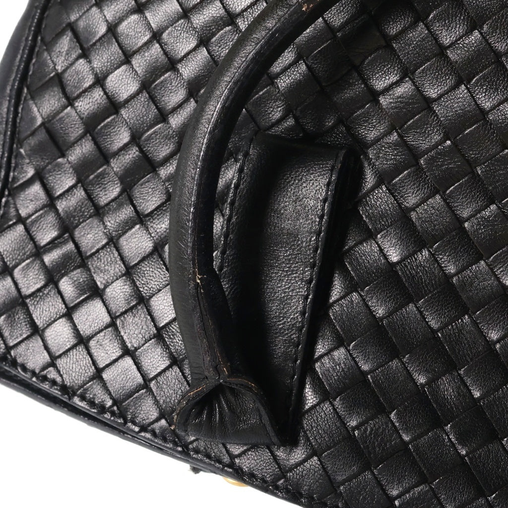 BOTTEGA VENETA(ボッテガヴェネタ) イントレチャート 2WAY レザーショルダーバッグ ハンドバッグ ブラック レディース