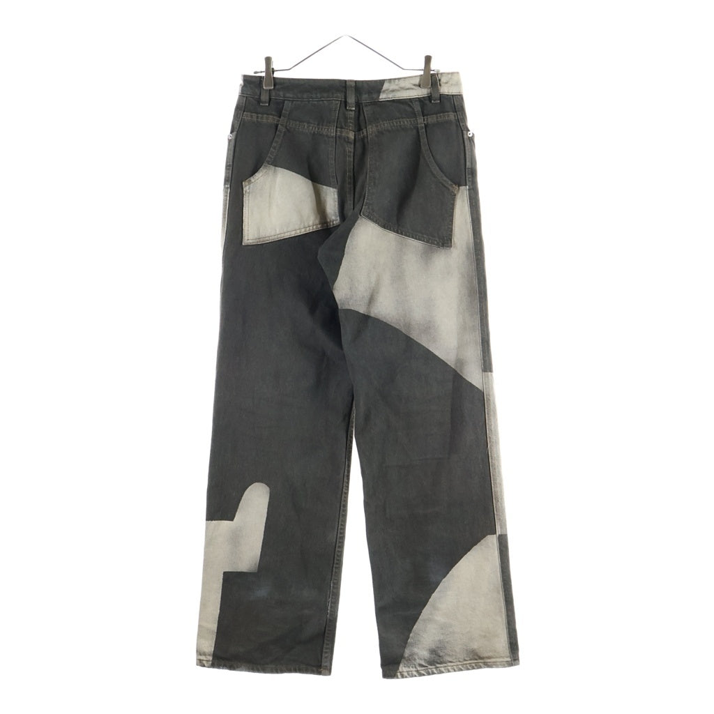 ECKHAUS LATTA Wide Leg Jean スプレーデザイン ワイドストレートジーンズ デニム ブラック/ホワイト