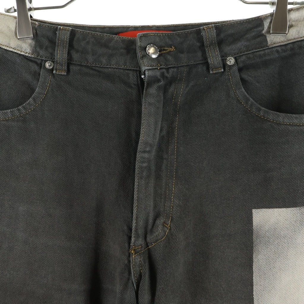 ECKHAUS LATTA Wide Leg Jean スプレーデザイン ワイドストレートジーンズ デニム ブラック/ホワイト