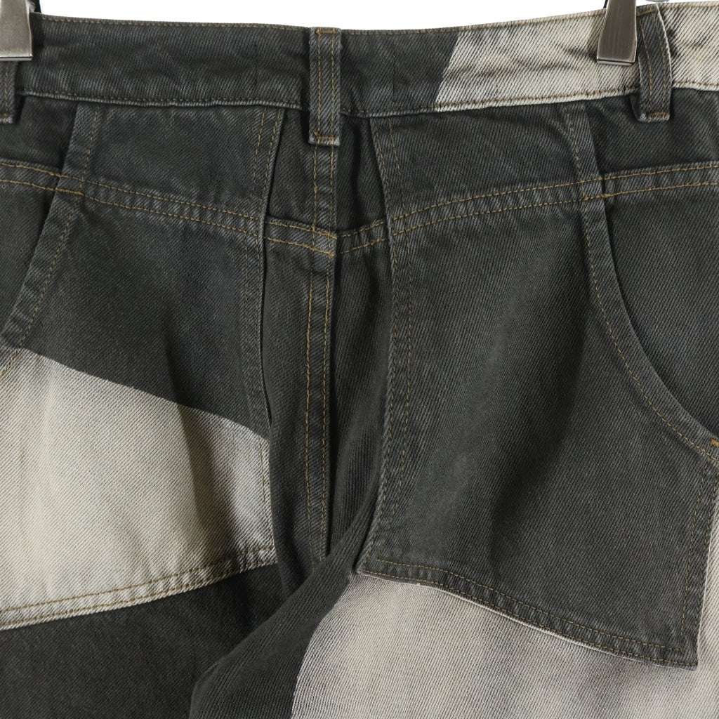 ECKHAUS LATTA Wide Leg Jean スプレーデザイン ワイドストレートジーンズ デニム ブラック/ホワイト