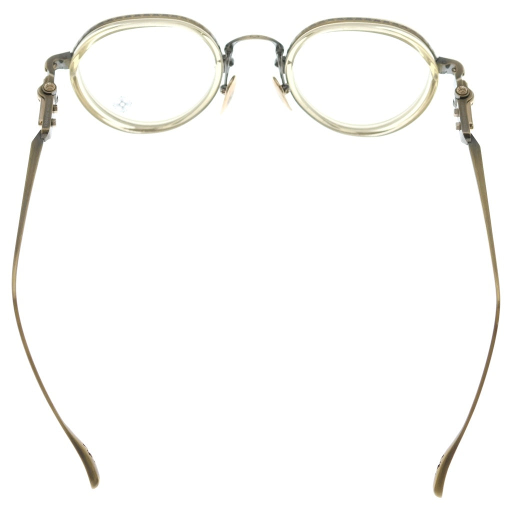 CHROME HEARTS(クロムハーツ) SEX T-9 クリアレンズ クロステンプルラウンドメタルフレーアイウェア 眼鏡 ゴールド
