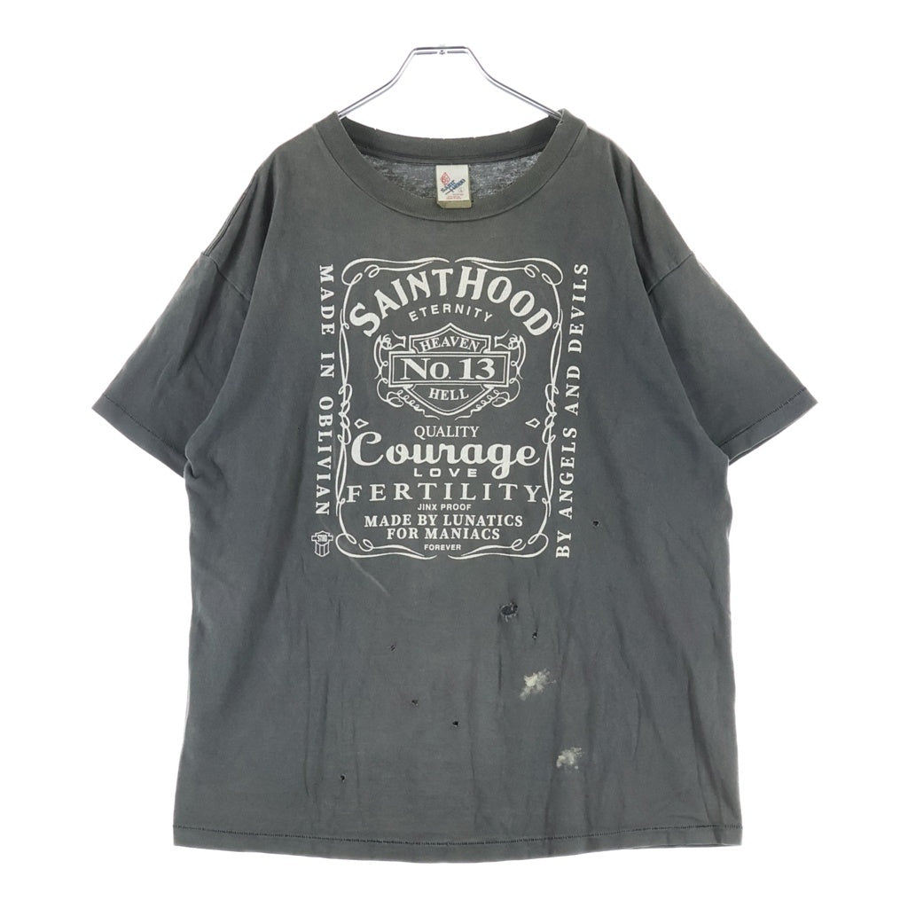 SAINT MICHAEL(セントマイケル) 23SS ×NEIGHBORHOOD NH-SS TEE SKULL BIKE ネイバーフッド ダメージ加工半袖Tシャツ グレー SM-S23-0000-116