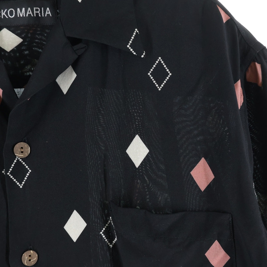 WACKO MARIA(ワコマリア) 24AW Daiamond Hawaian Shirt ダイアモンド ハワイアン 半袖シャツ ブラック