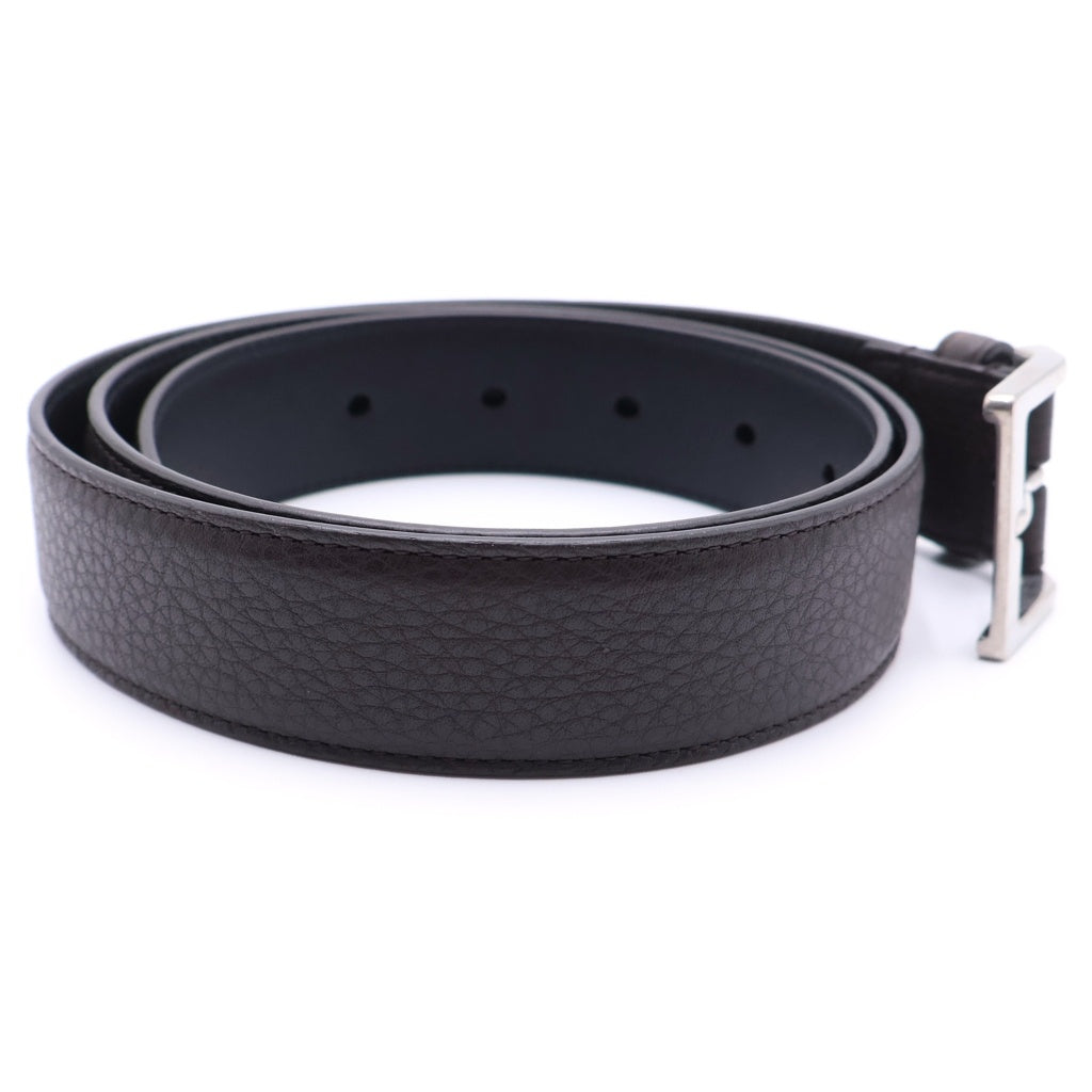SAINT LAURENT PARIS(サンローランパリ) 25-26AW Leather Belt ヴァディム スクエアバックル スムースレザークロコ ベルト ブラウン 834591