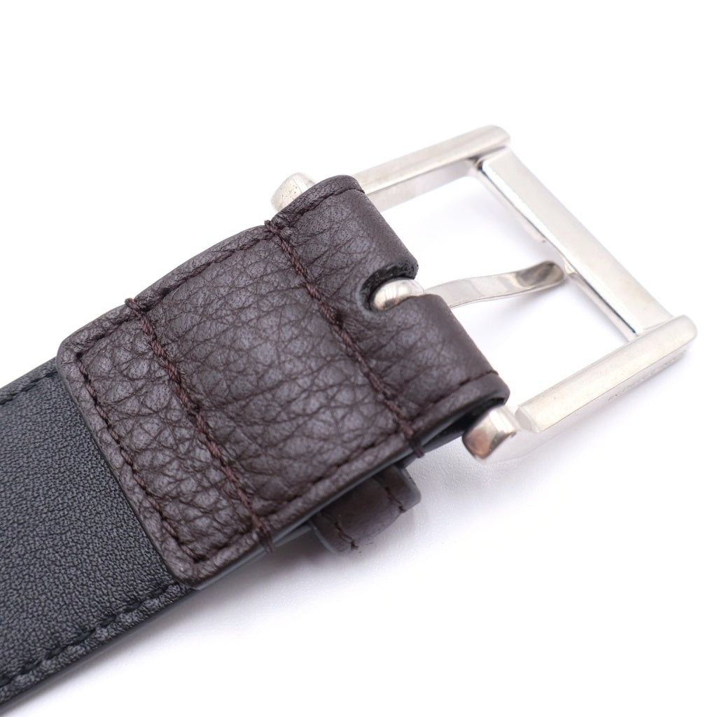 SAINT LAURENT PARIS(サンローランパリ) 25-26AW Leather Belt ヴァディム スクエアバックル スムースレザークロコ ベルト ブラウン 834591