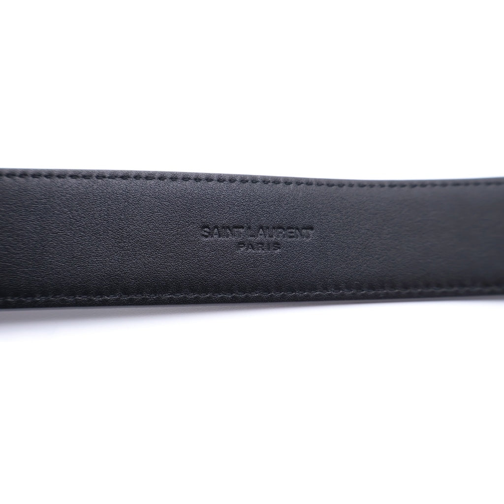 SAINT LAURENT PARIS(サンローランパリ) 25-26AW Leather Belt ヴァディム スクエアバックル スムースレザークロコ ベルト ブラウン 834591