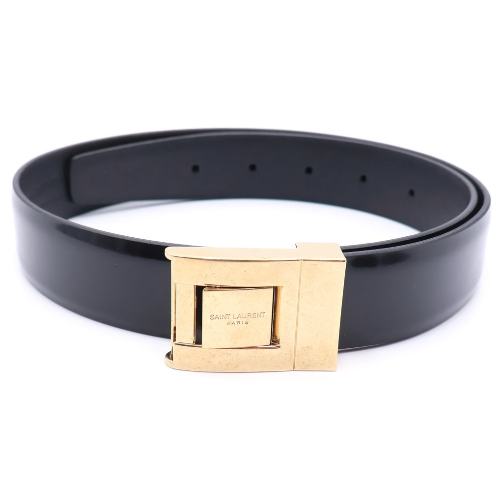SAINT LAURENT PARIS(サンローランパリ) ブラッシュドレザー バックルベルト ゴールド/ブラック 658517 レディース