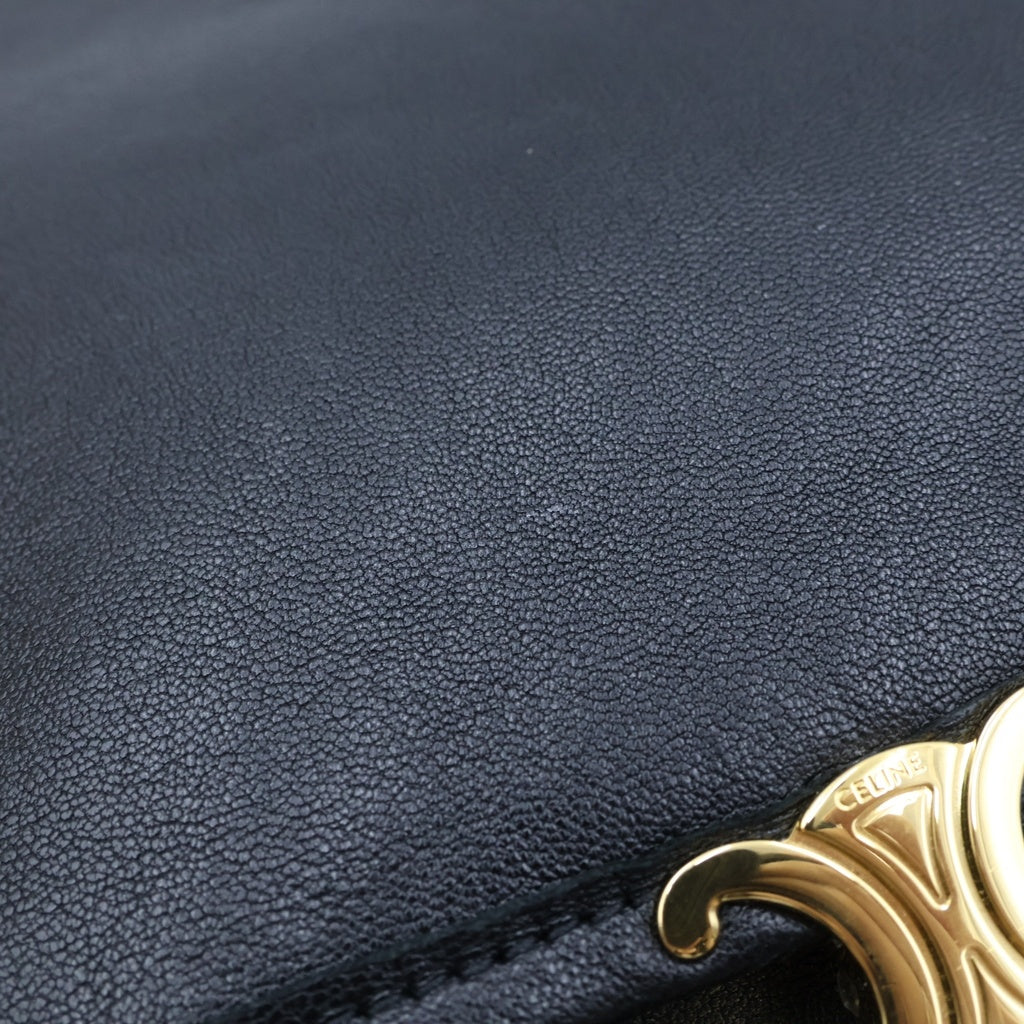 CELINE(セリーヌ) Soht Triomphe Besace Short Bag ブザス ソフト トリオンフ サブル シャイニー ラムスキン ショートバック ブラック CU-4295