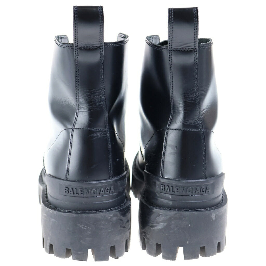 BALENCIAGA(バレンシアガ) STRIKE LACE-UP BOOTS ストライク ロゴデザイン レースアップミドルブーツ ブラック