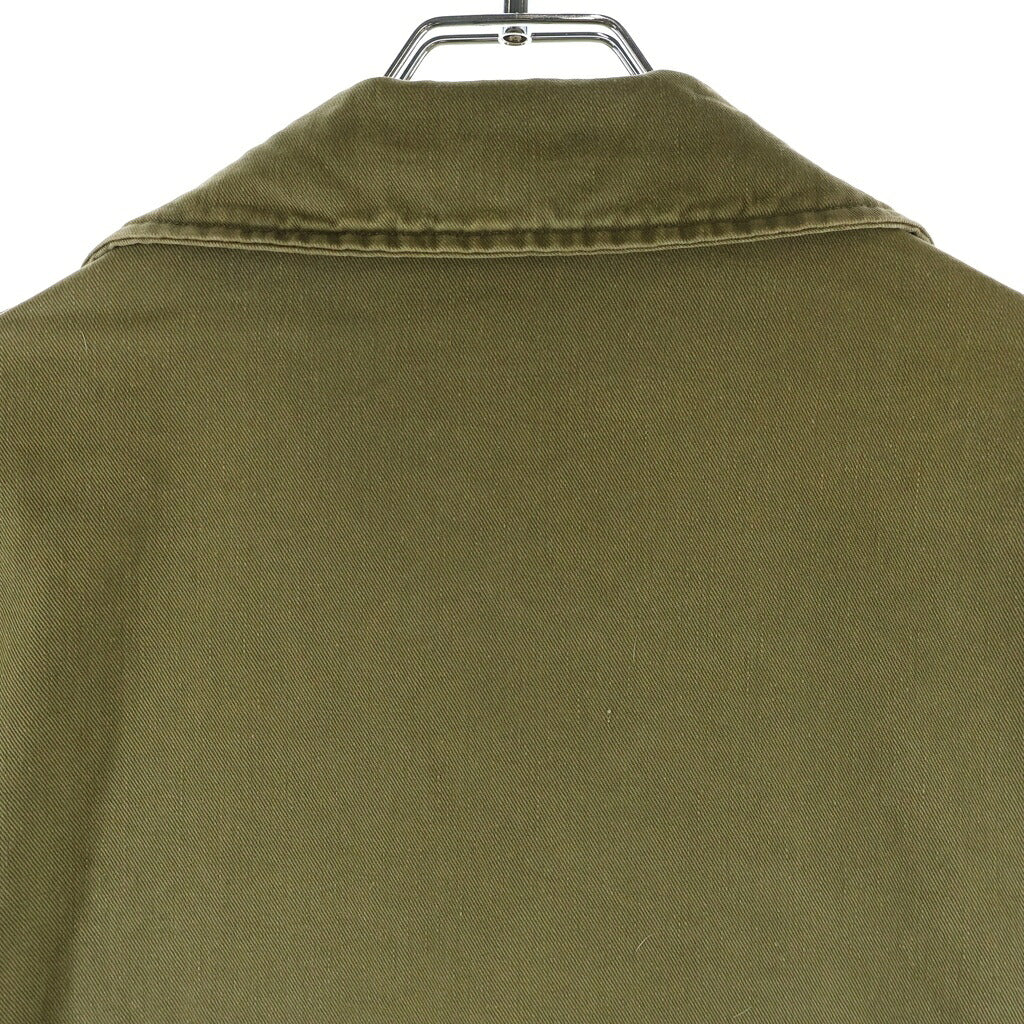 SAINT LAURENT PARIS(サンローランパリ) Cotton Linen Zip Front Oversized Long Jacket コットン ジップアップ ロングミリタリージャケット カーキ