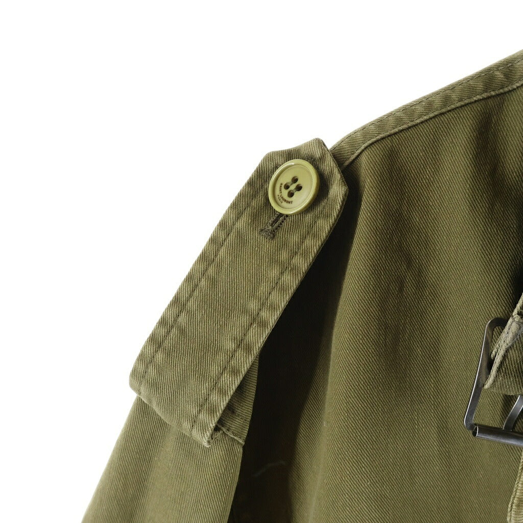 SAINT LAURENT PARIS(サンローランパリ) Cotton Linen Zip Front Oversized Long Jacket コットン ジップアップ ロングミリタリージャケット カーキ