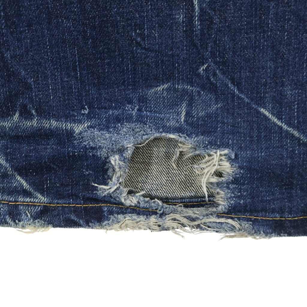 HYSTERIC GLAMOUR(ヒステリックグラマー) 00s KLNKY JEANS ダメージ加工 フロントボタンフライ フレア デニムパンツ インディゴ 2AP-4313