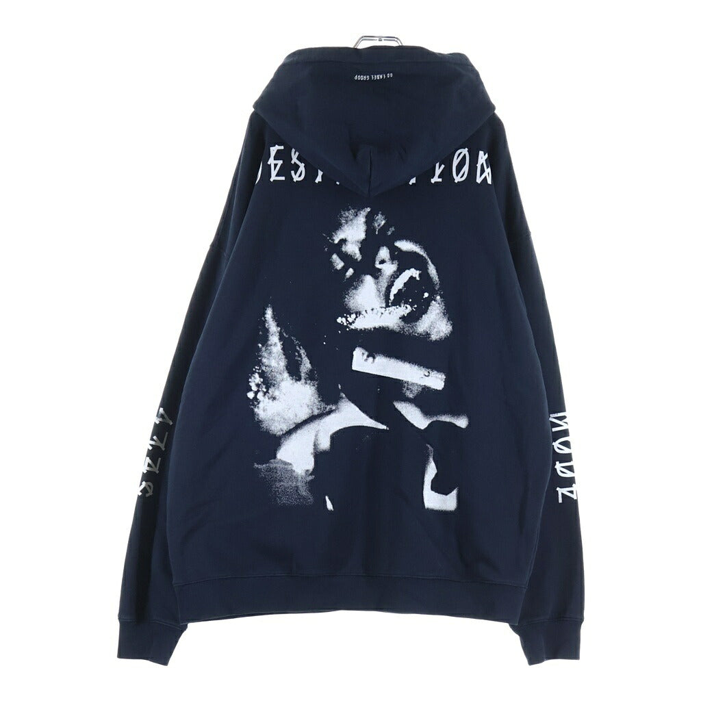 NO BRAND(ノーブランド) 44 LABEL GROUP(フォーティーフォーレーベルグループ)LOGO DESTRUCT HOODIE ロゴプルオーバーパーカー フーディ ネイビー B0030494-FA527-P527