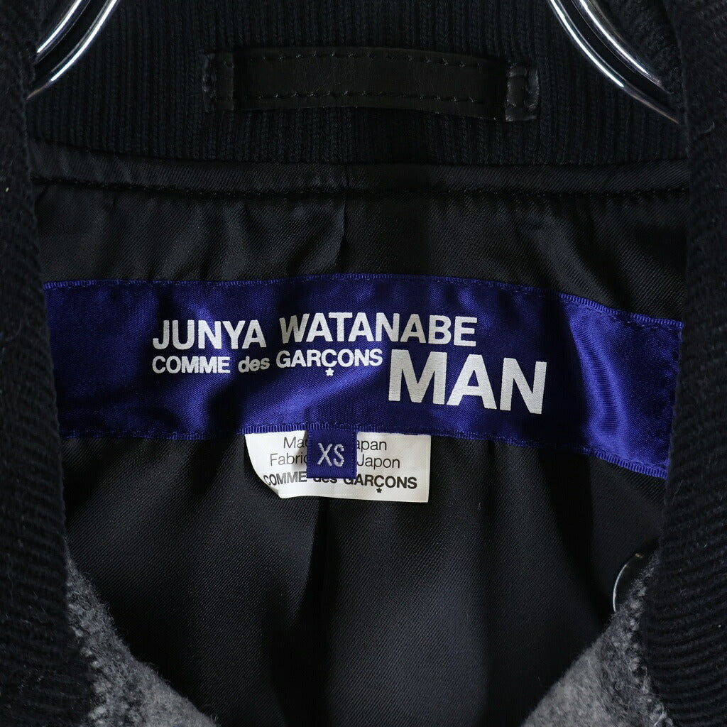 JUNYA WATANABE COMME des GARCONS(ジュンヤワタナベ コムデギャルソン) 11AW AD2011 ウールメルトン切替 レザーカーコート ブラック WH-J018