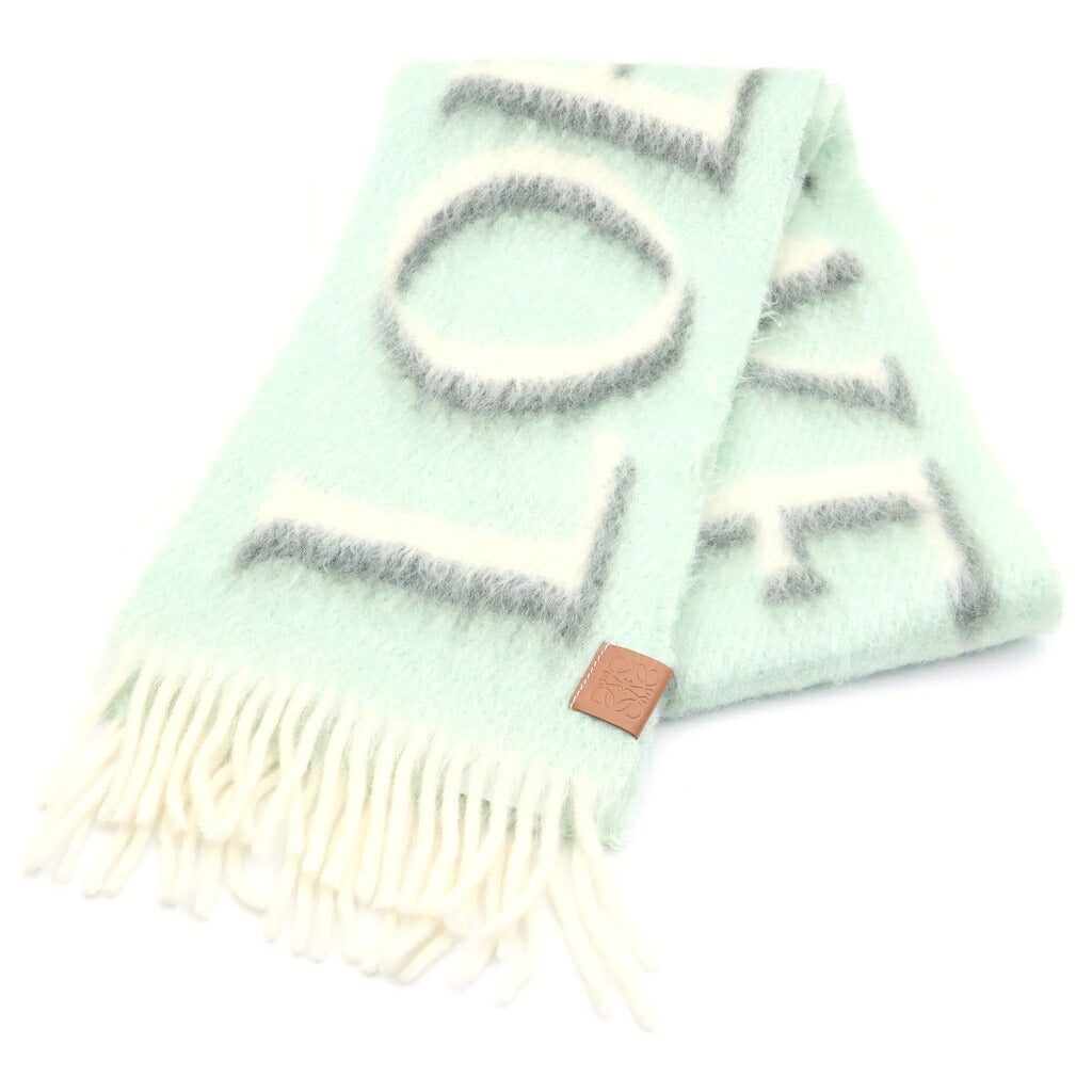 LOEWE(ロエベ) Logo Wool Mohair Scarf アナグラム ウールモヘアスカーフ マフラー グリーン F811257X03