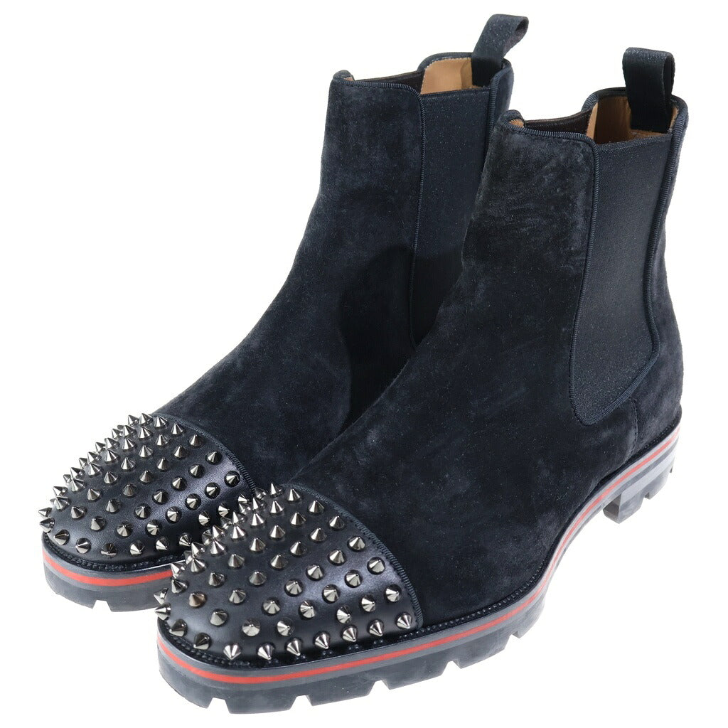 CHRISTIAN LOUBOUTIN(クリスチャンルブタン) Melon Spikes Flat スタッズ スウェードブーツ ハイカットシューズ ブラック