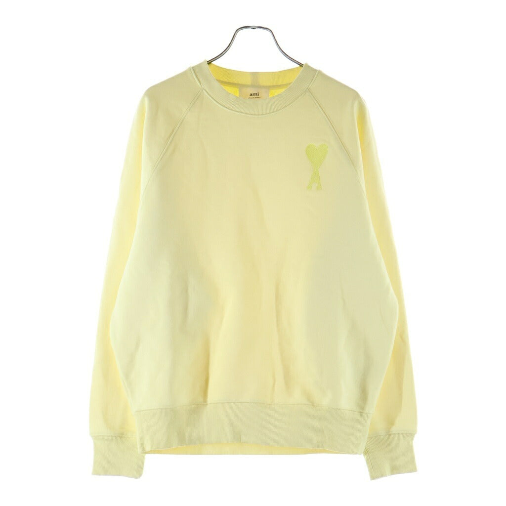 AMI Alexandre Mattiussi(アミアレクサンドルマテュッシ) Sweatshirt ハートロゴ刺繍 クルーネックスウェットトレーナー イエロー E22USW002.747