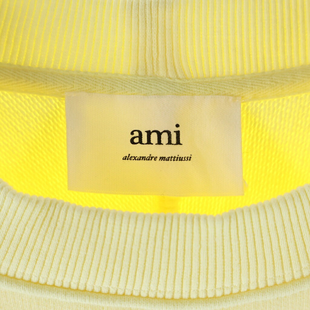 AMI Alexandre Mattiussi(アミアレクサンドルマテュッシ) Sweatshirt ハートロゴ刺繍 クルーネックスウェットトレーナー イエロー E22USW002.747
