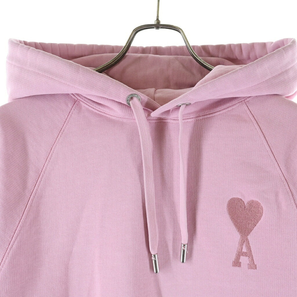 AMI Alexandre Mattiussi(アミアレクサンドルマテュッシ) Hoodie ハートロゴ刺繍 プルオーバースウェットパーカー フーディー ピンク E22USW202.747