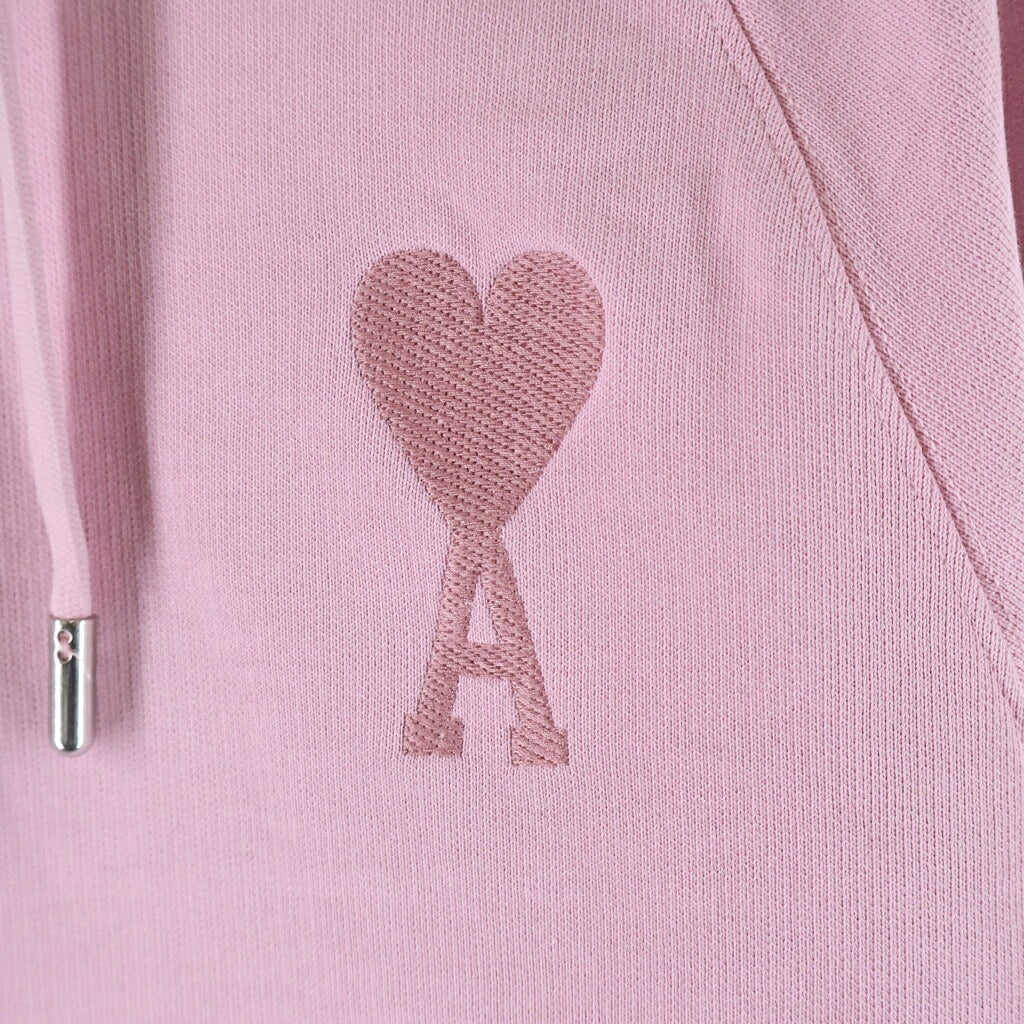 AMI Alexandre Mattiussi(アミアレクサンドルマテュッシ) Hoodie ハートロゴ刺繍 プルオーバースウェットパーカー フーディー ピンク E22USW202.747