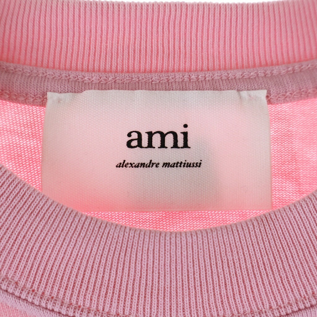 AMI Alexandre Mattiussi(アミアレクサンドルマテュッシ) T-Shirt ハートロゴ刺繍 半袖Tシャツ ピンク E22UTS002.726