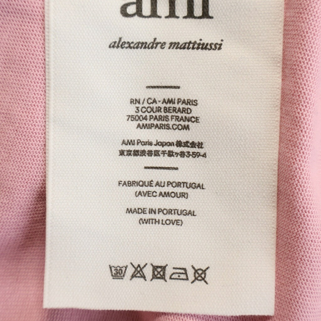 AMI Alexandre Mattiussi(アミアレクサンドルマテュッシ) T-Shirt ハートロゴ刺繍 半袖Tシャツ ピンク E22UTS002.726