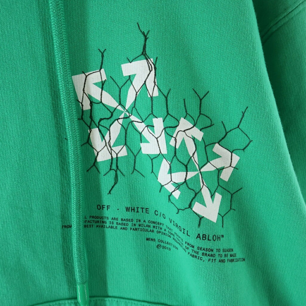 OFF-WHITE(オフホワイト) 20SS Fence Arrows Hoodie フェンス プルオーバースウェットパーカー フーディー グリーン OMBB034S20E30002