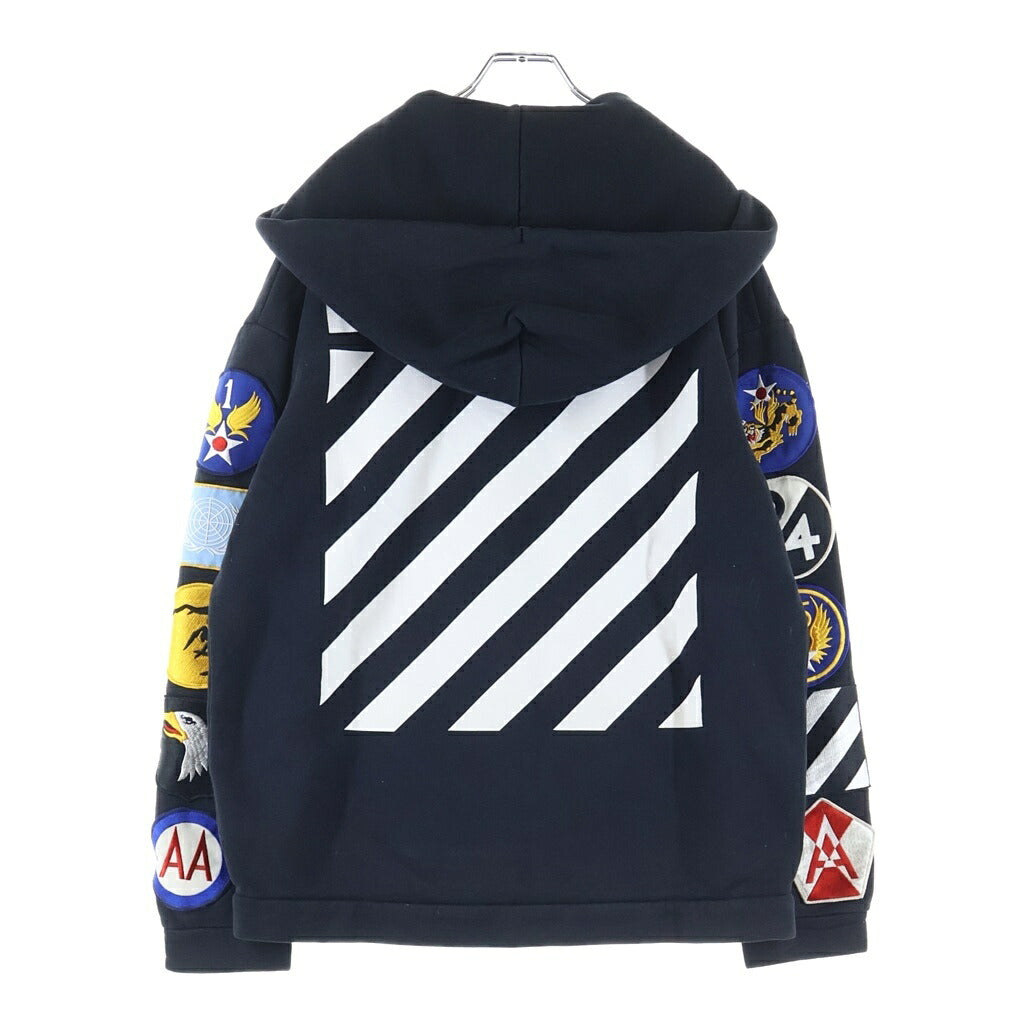 OFF-WHITE(オフホワイト) 16AW Zip Up Hoodie ロゴパッチ ジップアップスウェットパーカー フーディー ブラック