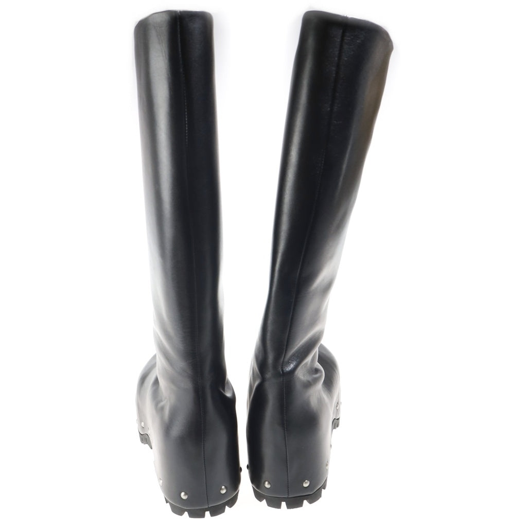 JIL SANDER(ジルサンダー) Studded Leather Knee-High Boots スタッズ レザーニー ハイブーツ レディース ブラック