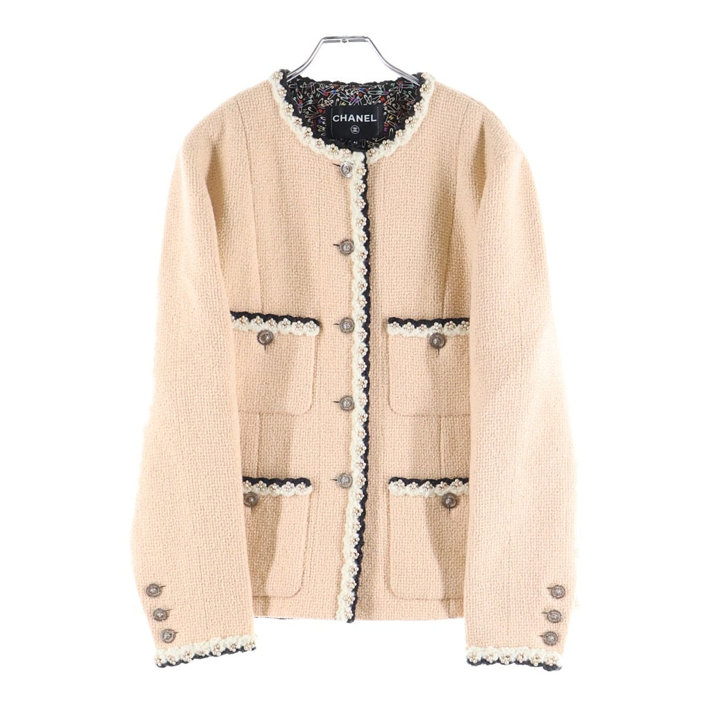 CHANEL(シャネル) 24AW Pearl Trim Tweed Jacket パールトリムツイードジャケット ピンク P77700V69436 レディース
