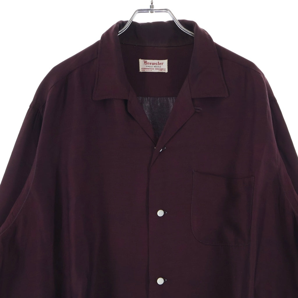 VINTAGE(ヴィンテージ) 50-60S BREWSTER OPEN COLLAR RAYON SHIRT オープンカラー レーヨンシャツ ボルドー -