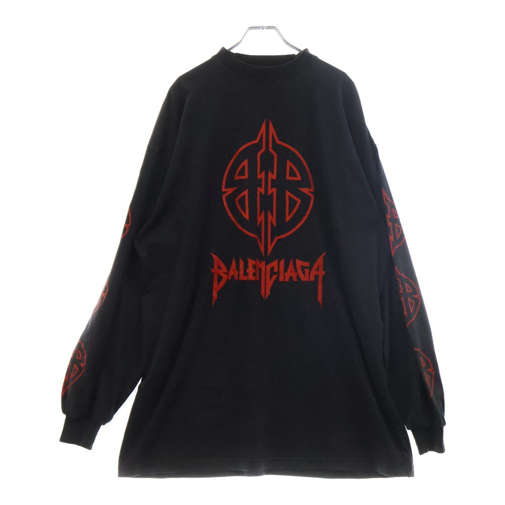BALENCIAGA(バレンシアガ) 23AW Long Sleeve Metal T-Shirt メタルロゴ ロングスリーブカットソー 長袖Tシャツ ブラック/レッド 739027 TPVI2