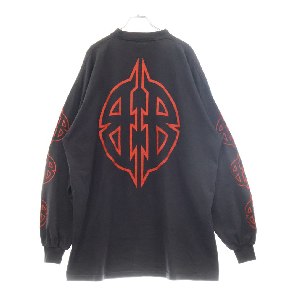 BALENCIAGA(バレンシアガ) 23AW Long Sleeve Metal T-Shirt メタルロゴ ロングスリーブカットソー 長袖Tシャツ ブラック/レッド 739027 TPVI2
