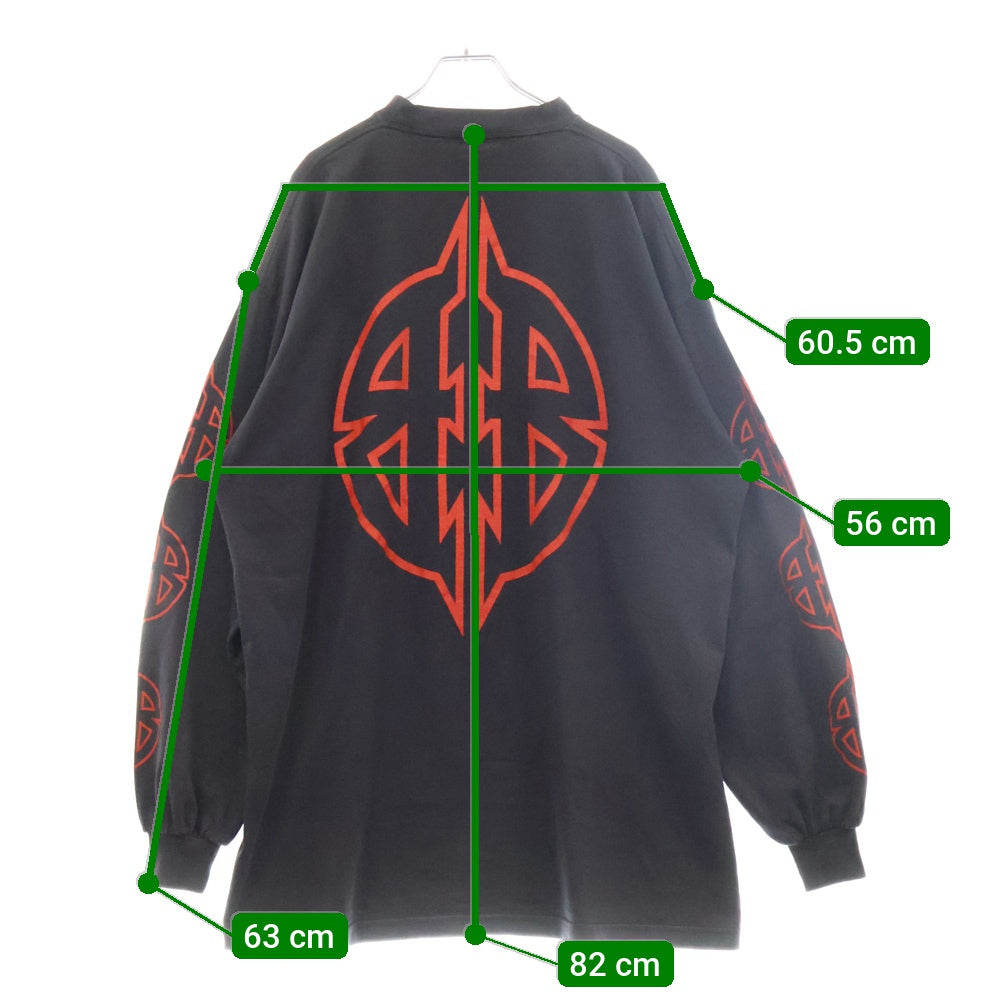 BALENCIAGA(バレンシアガ) 23AW Long Sleeve Metal T-Shirt メタルロゴ ロングスリーブカットソー 長袖Tシャツ ブラック/レッド 739027 TPVI2