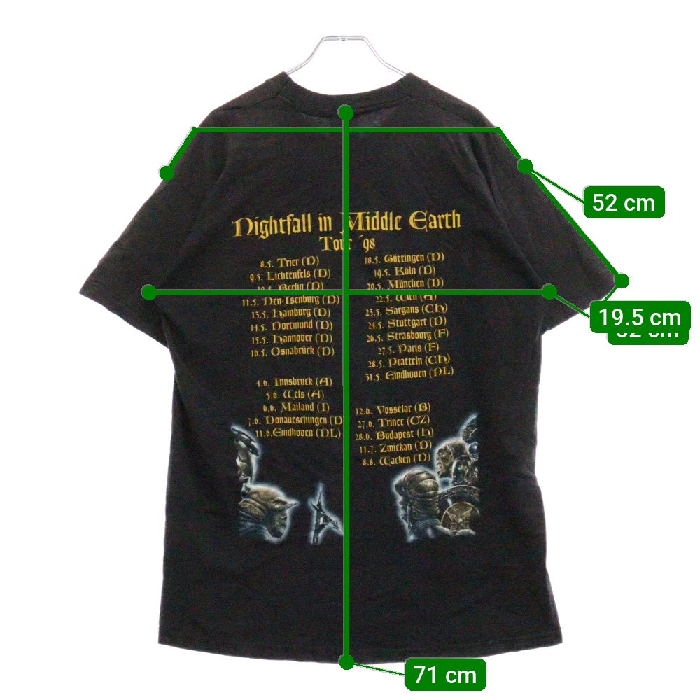 VINTAGE(ヴィンテージ) 90's BLIND GUADIAN 1998 TOUR SCREEN STARS ブラインドガーディアン プリント半袖Tシャツ ブラック