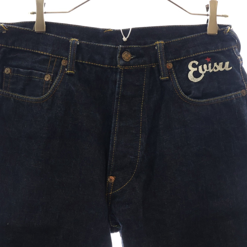 EVISU(エビス) 20周年記念 ペイントロゴ ストレートデニムパンツ インディゴ