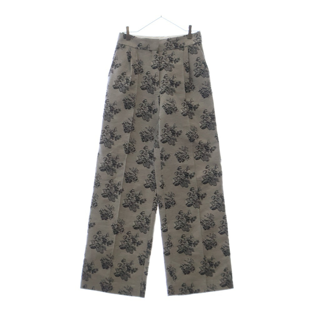 MAISON KITSUNE(メゾンキツネ) DOUBLE PLEAT TAILORED PANTS IN FLOWERS JACQUARD デザイン ダブルプリーツジャガードパンツ ベージュ LW01105WT3002