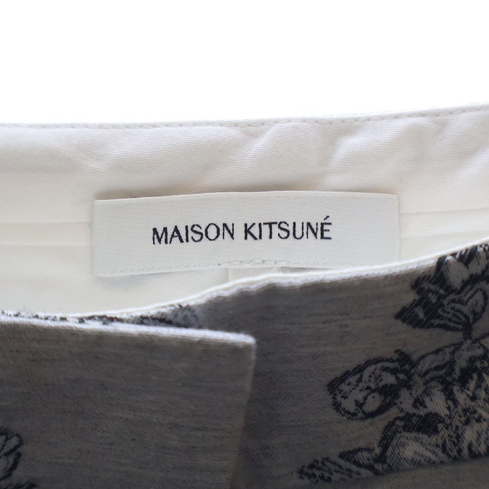 MAISON KITSUNE(メゾンキツネ) DOUBLE PLEAT TAILORED PANTS IN FLOWERS JACQUARD デザイン ダブルプリーツジャガードパンツ ベージュ LW01105WT3002