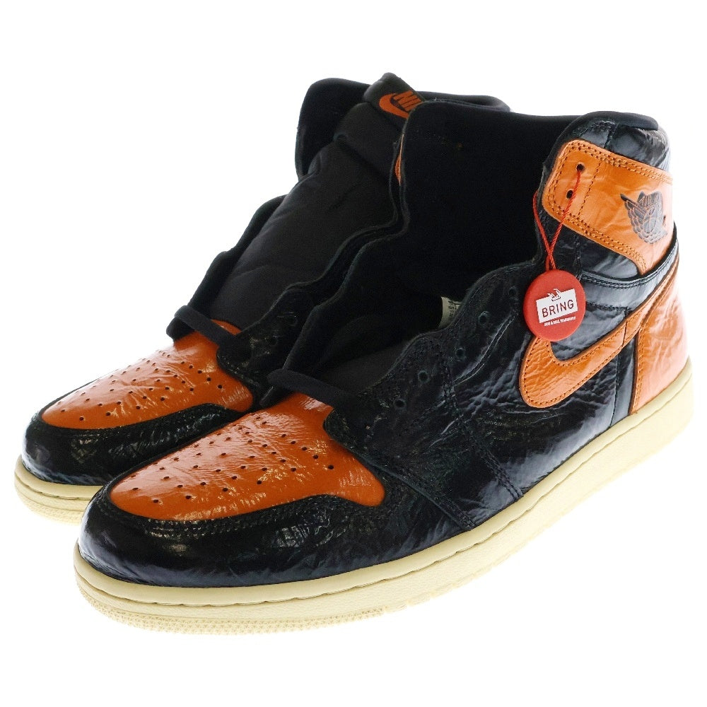 NIKE(ナイキ) Air Jordan 1 High hattered Backboard 3.0 555088 028 エアジョーダン1 ハイ シャッタード バックボード3.0 ハイカットスニーカー ブラック/オレンジ US13/31cm