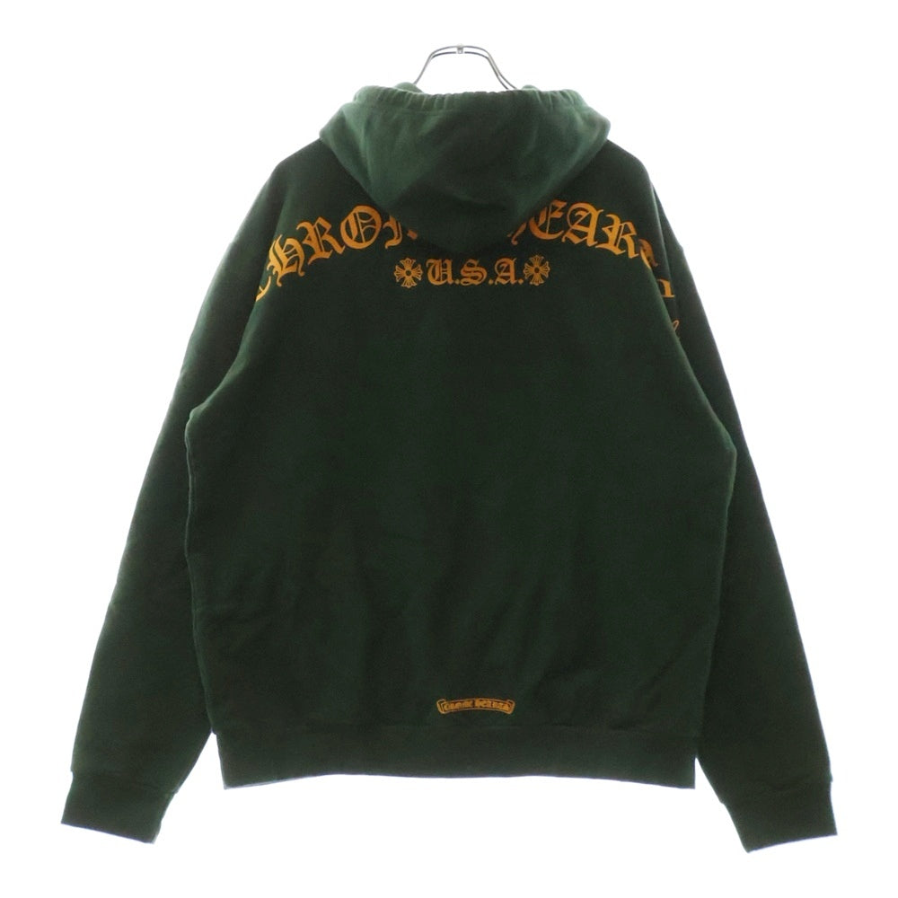 CHROME HEARTS(クロムハーツ) SWTSHRT PLVR バックアーチロゴ USAプリント スウェットプルオーバーパーカー グリーン/イエロー