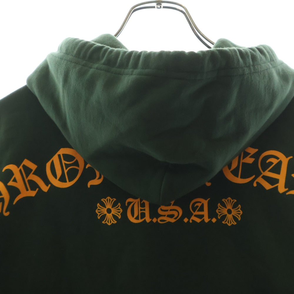 CHROME HEARTS(クロムハーツ) SWTSHRT PLVR バックアーチロゴ USAプリント スウェットプルオーバーパーカー グリーン/イエロー