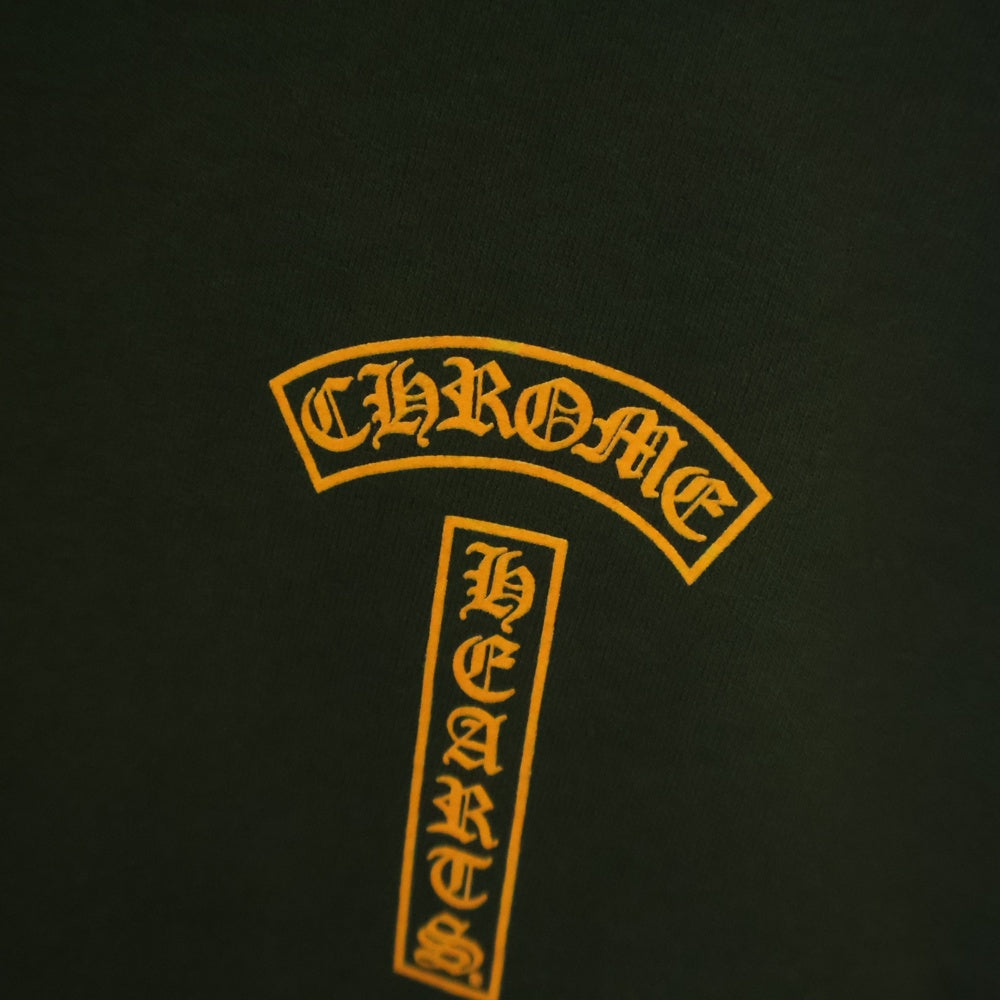 CHROME HEARTS(クロムハーツ) SWTSHRT PLVR バックアーチロゴ USAプリント スウェットプルオーバーパーカー グリーン/イエロー