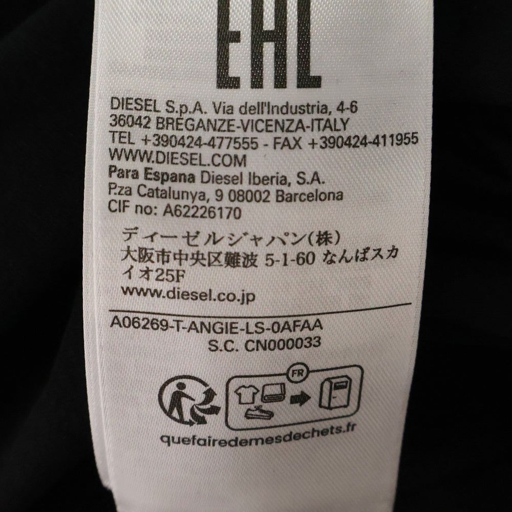 DIESEL(ディーゼル) T-Angie-Ls Dロゴ長袖Tシャツ カットソー ブラック A06269