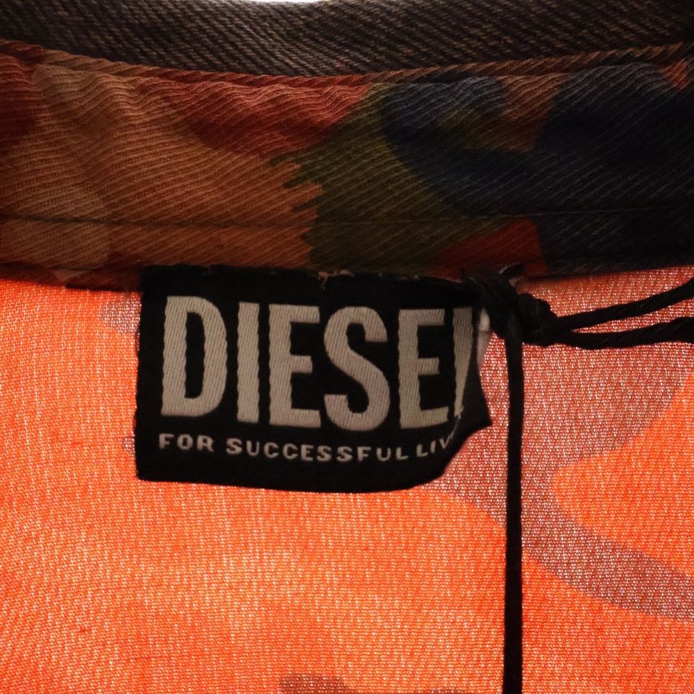 DIESEL(ディーゼル) D-VITTORIA ブリーチ加工 カモフラ柄 長袖シャツ ワンピース レディース オレンジ A04600
