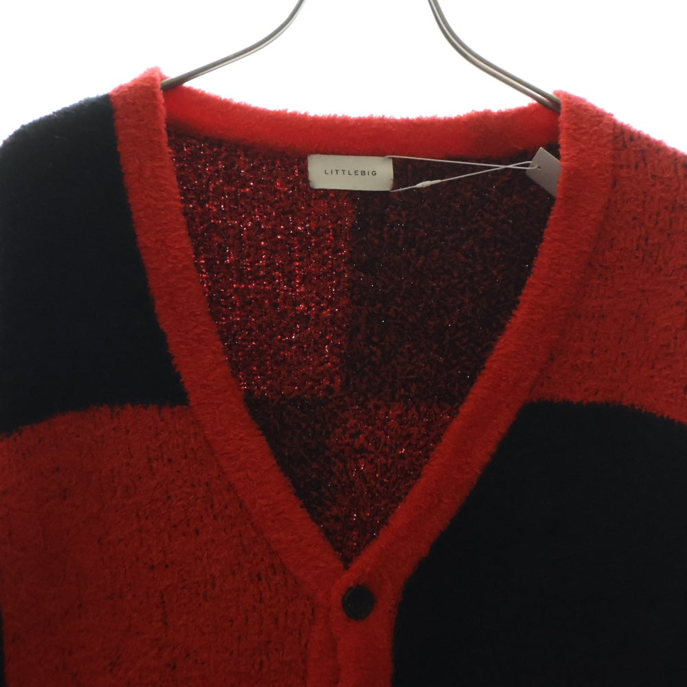 LITTLEBIG(リトルビッグ) 22SS Pattern Knit Cardigan パターン ニットカーディガン コットン レッド/ブラック LB221-KT03